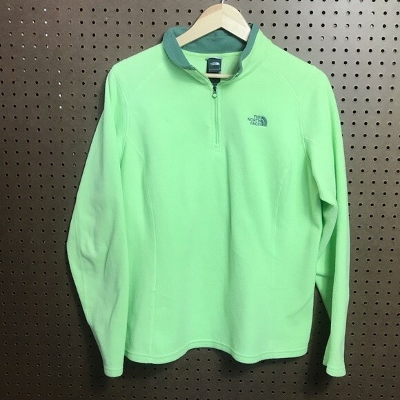 THE NORTH FACE Jacket 1/4 Zip Fleece Pullover Neon Green - Picture 1 of 9